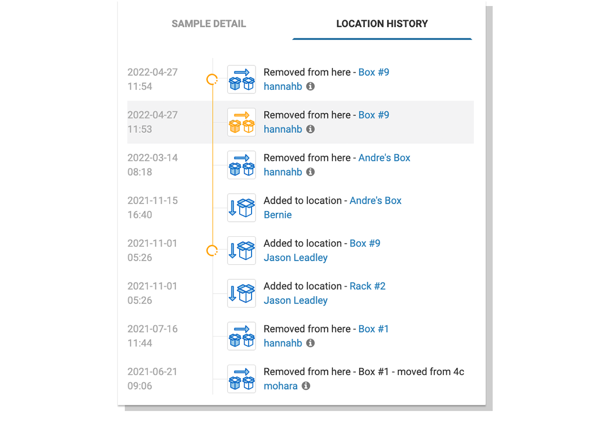 Freezer Management - location history