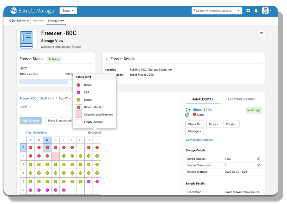 Freezer management software for labs