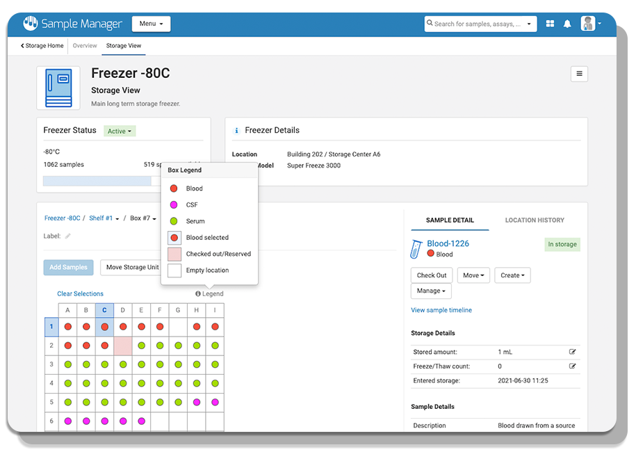 Freezer management software for labs